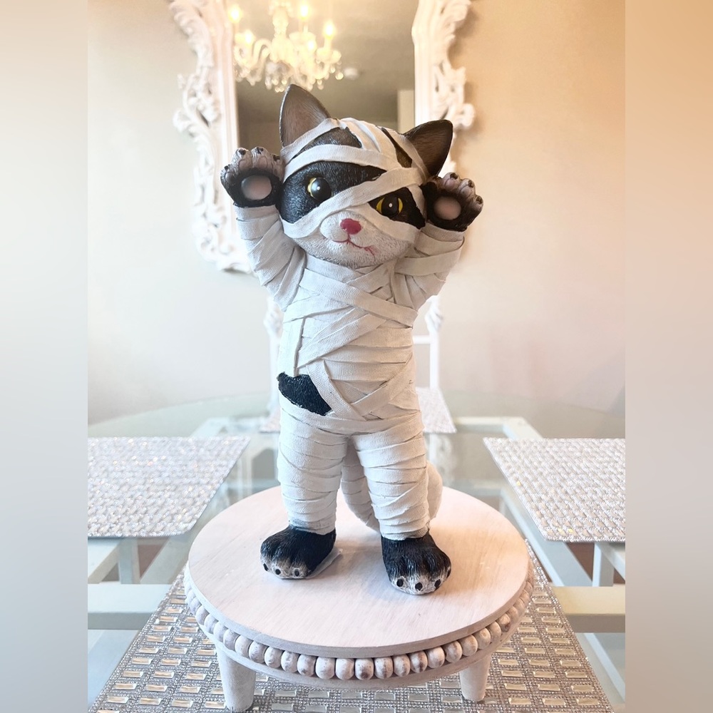 🖤 MUMMY KITTY Halloween Decor Statue NEW